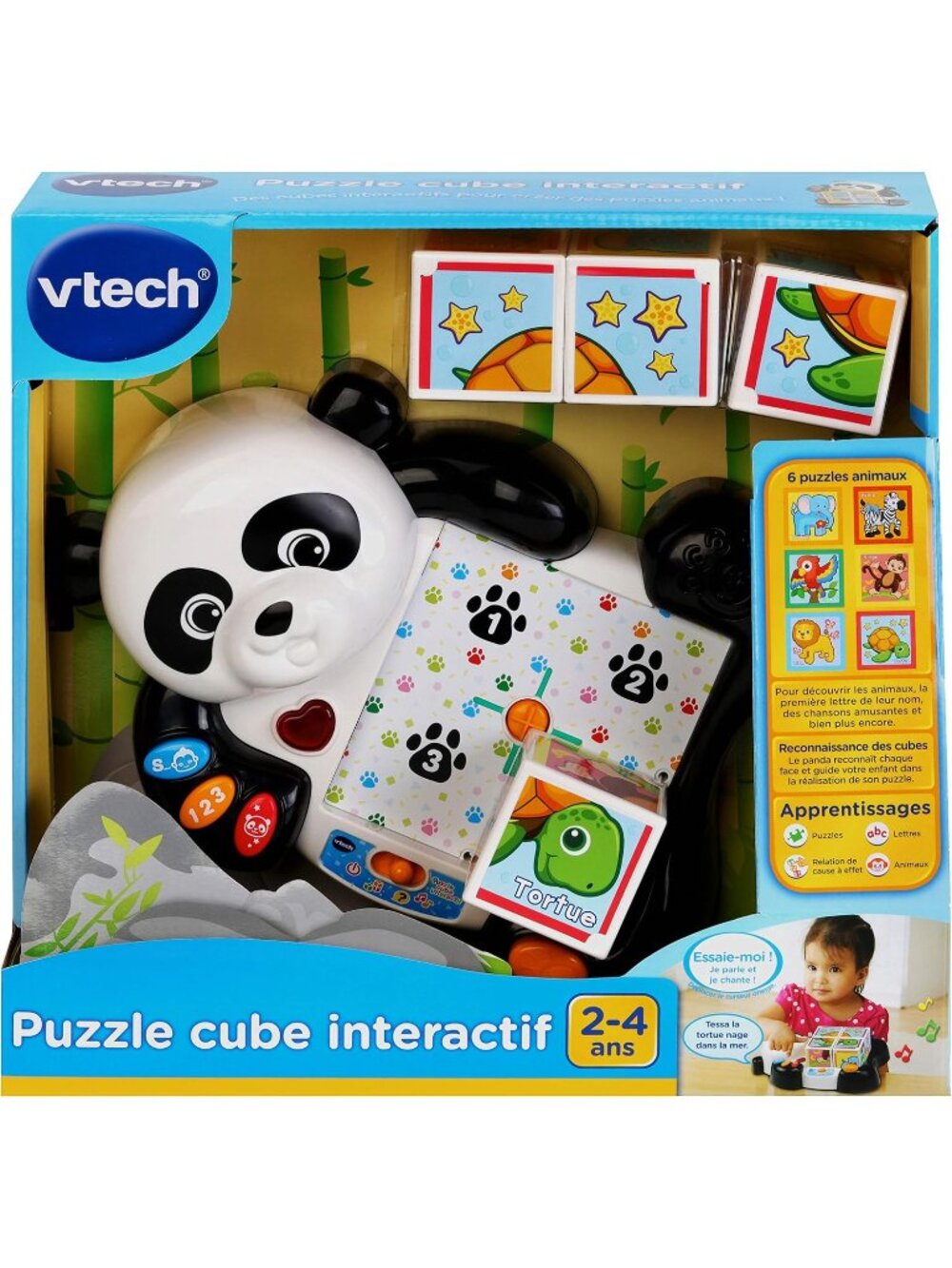 Vtech Interactive Panda Puzzle Cube Shape Sorter Toy (French ) 2+ New in Box